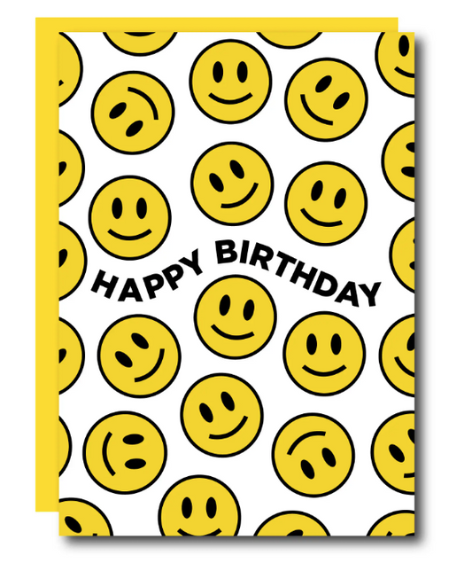 Happy Birthday Yellow Smiley Greeting Card